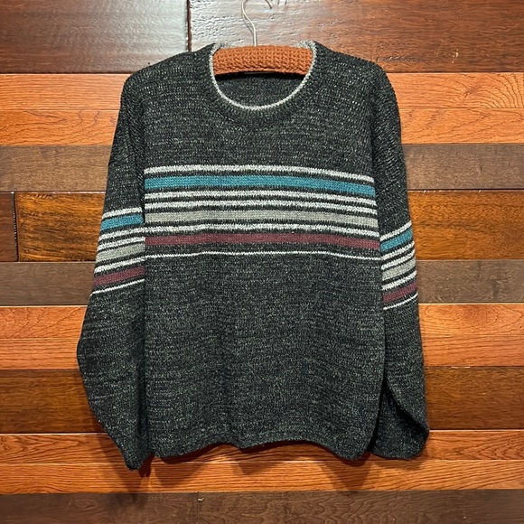 David Taylor Other - David Taylor Stretchy Crew Neck Long Sleeve Horizontal Striped Sweater